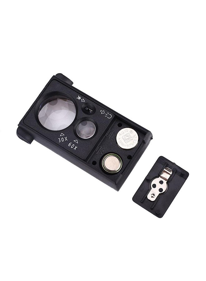 Generic - LED Magnifying Glass Magnifier Microscope 30X 60X Portable Slide Out Loupe UV Light Tweeze Black - Image 1