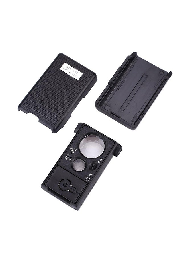 Generic - LED Magnifying Glass Magnifier Microscope 30X 60X Portable Slide Out Loupe UV Light Tweeze Black - Image 1