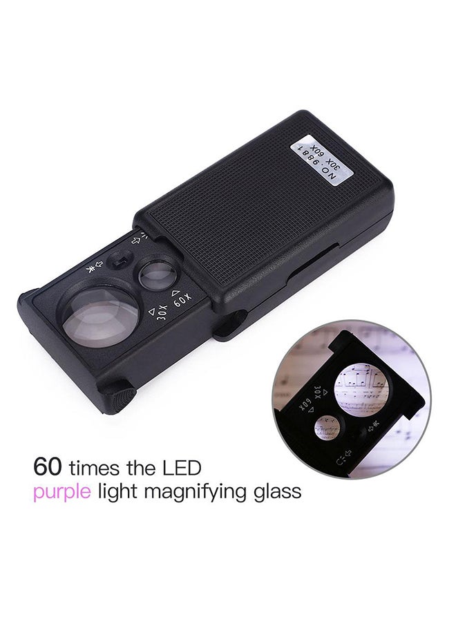 Generic - LED Magnifying Glass Magnifier Microscope 30X 60X Portable Slide Out Loupe UV Light Tweeze Black - Image 1