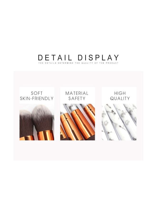 بيوينتي طقم فُرش مكياج بلاستيكية مكون من 10 قطع أبيض/ذهبي/بني - Image 3