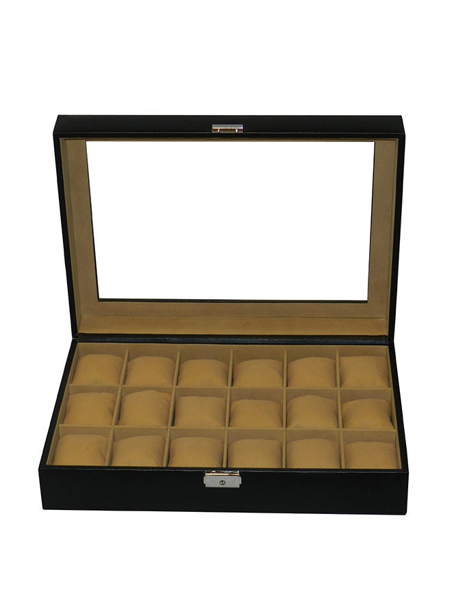 LAVERI LEATHER unisex 18 Grid Designer Faux Leather Watch Box - Image 4