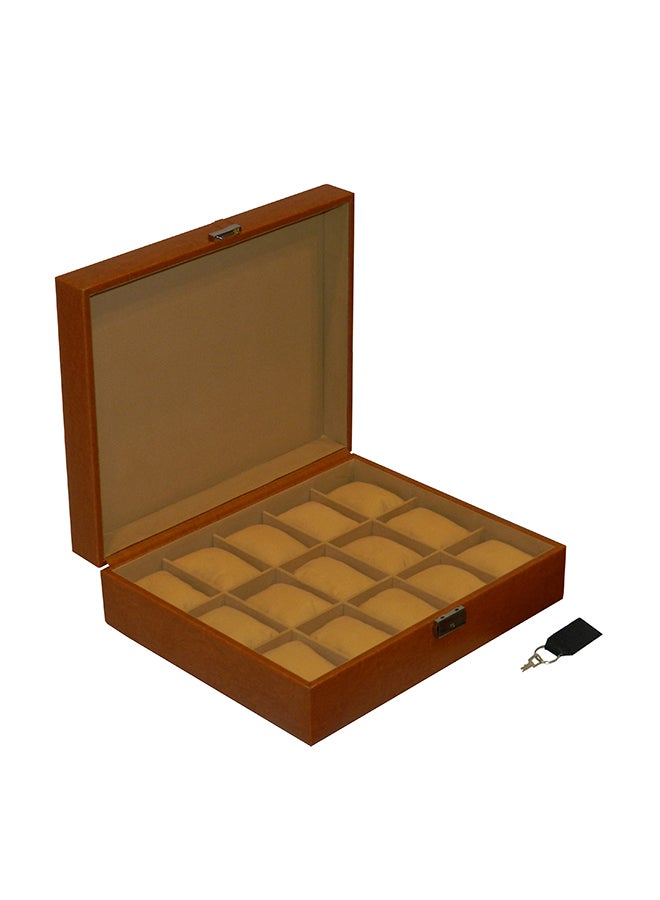 LAVERI LEATHER - unisex 15 Grid Designer Faux Leather Watch Box - Image 1