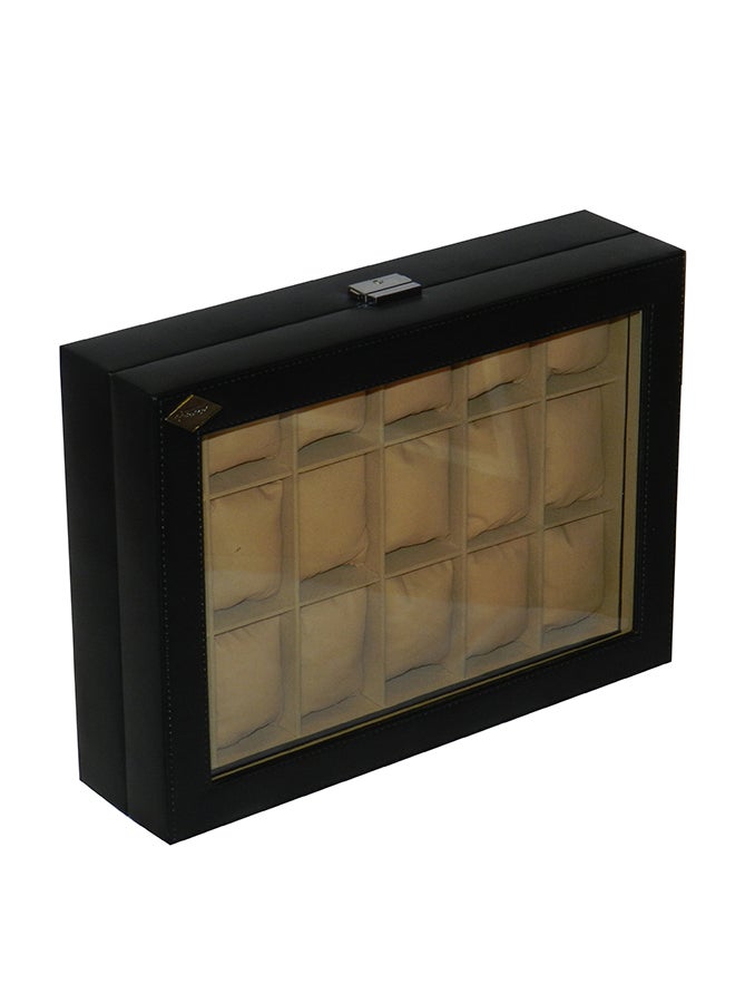 LAVERI LEATHER unisex 18 Grid Designer Faux Leather Watch Box - Image 3