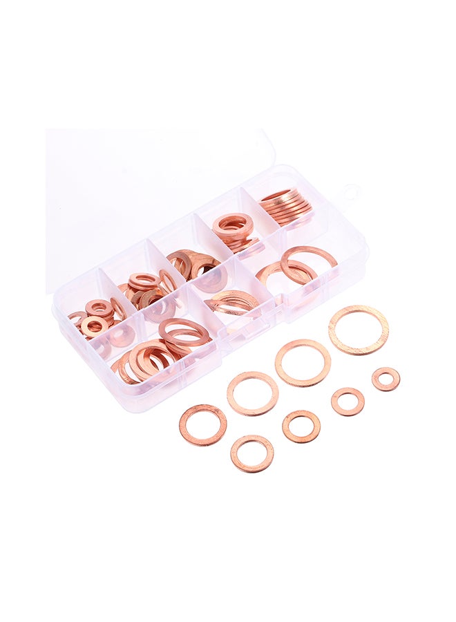 80-Piece Copper Gasket Washer Sealing Ring Set Gold 13.20X2.30X6.80centimeter  - Image 1