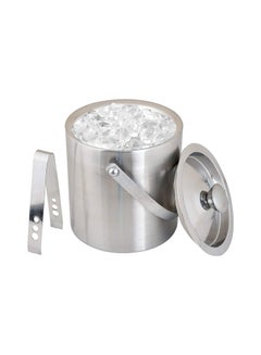 Generic Ice Bucket With Lid Double Wall And Ice Tong Silver 1.5Liters 