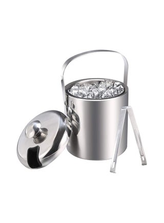 Ice Bucket With Lid Double Wall And Ice Tong Silver 1Liters - v1582894476/N35149189A_1