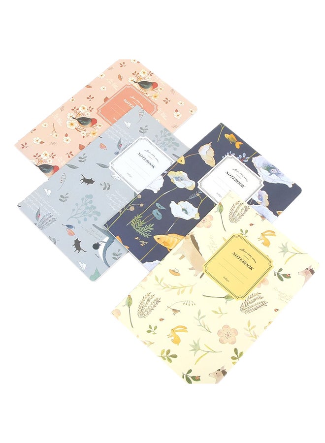 Generic 4-Piece Kawaii Cute Nature Flowers Birds Animal Single line Notebook Set,32 Sheets Multicolour  - Image 1