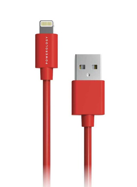 Lightning to USB-A Fast Charging And 2.0 Data-Sync Cable With Double PVC Coat Red