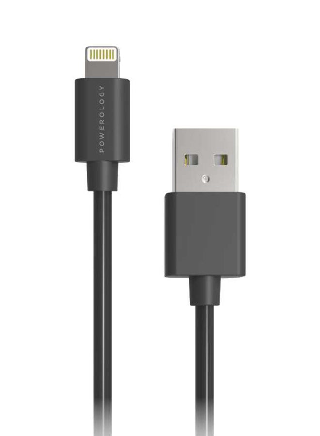 Powerology Lightning to USB-A Fast Charging And Data-Sync Cable With Double PVC Coat Black