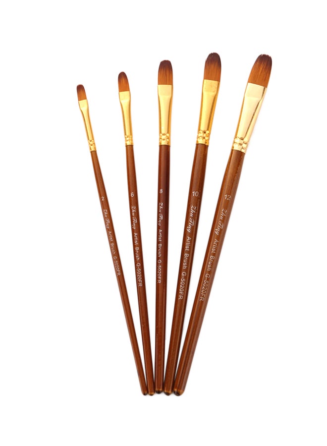 Generic 5-Piece Paint Brush Set Brown/Gold  - Image 1