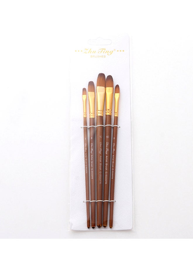 Generic 5-Piece Paint Brush Set Brown/Gold  - Image 2