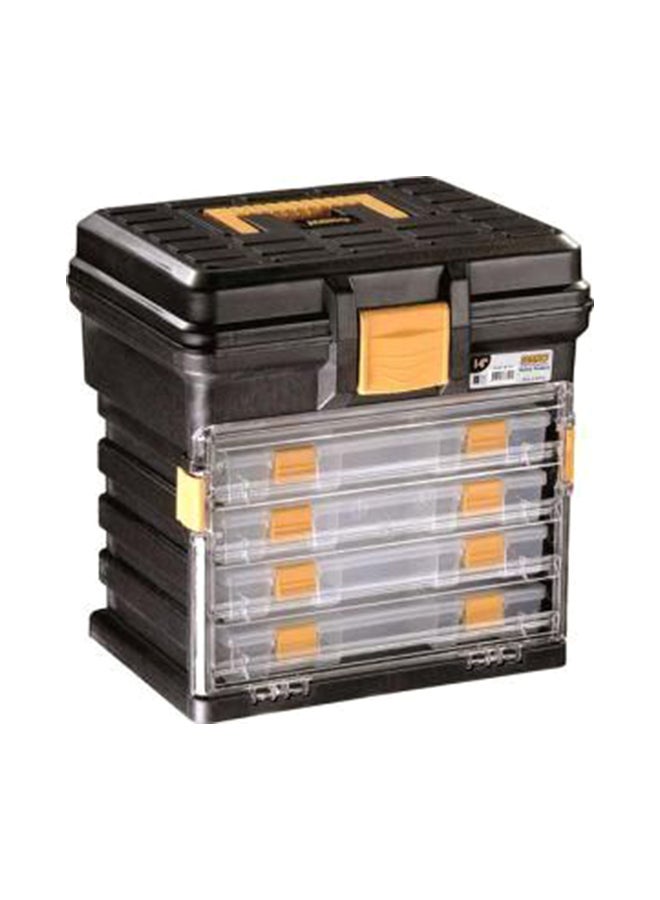 MANO - H-14 Toolbox Plastic Rack System With 4 Utility Organizers Black/Transparent 15cm - Image 1