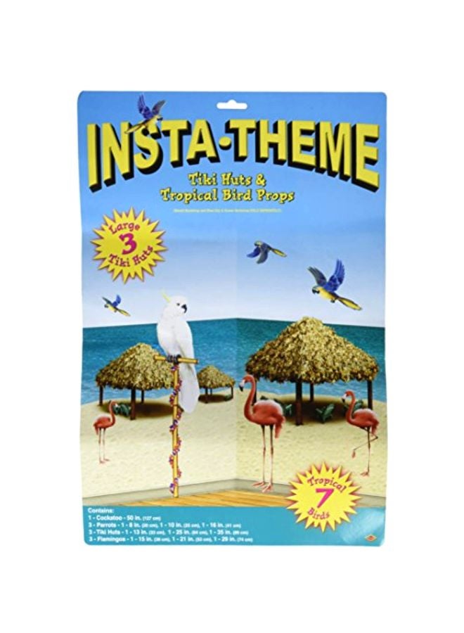 Beistle - 10-Piece Tiki Hut And Tropical Bird Prop Set 52006 - Image 1