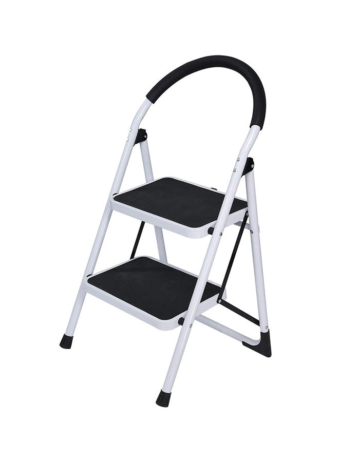 Foldable Step Ladder With Rubber Handgrip White/Black 38inch - Image 1