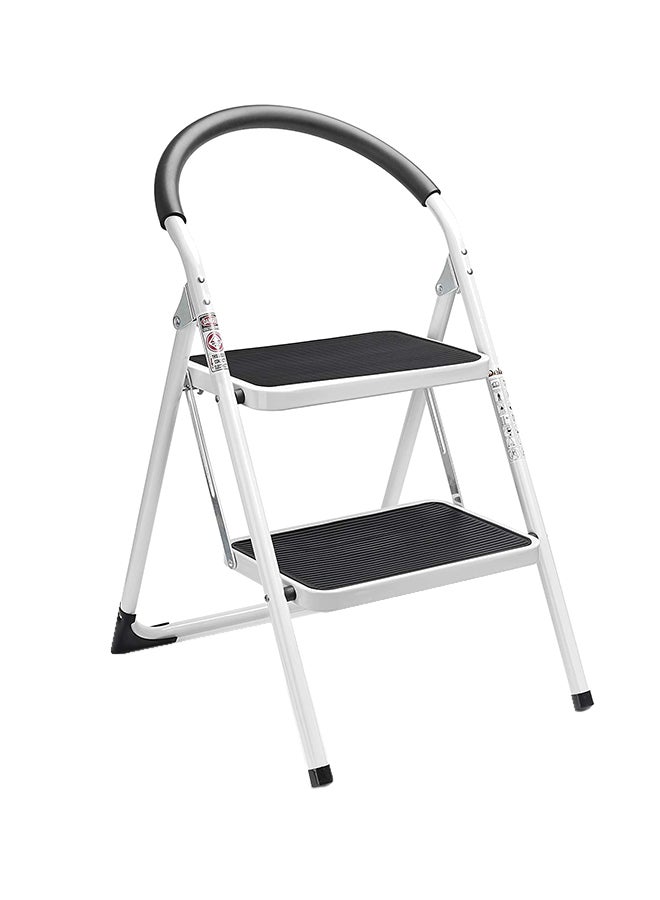 Foldable Step Ladder With Rubber Handgrip White/Black 38inch 