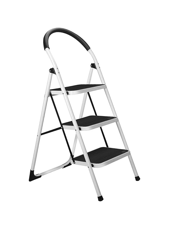 سلم بدرجات قابل للطي مع مقبض يد مطاطي أبيض/ أسود 44بوصة