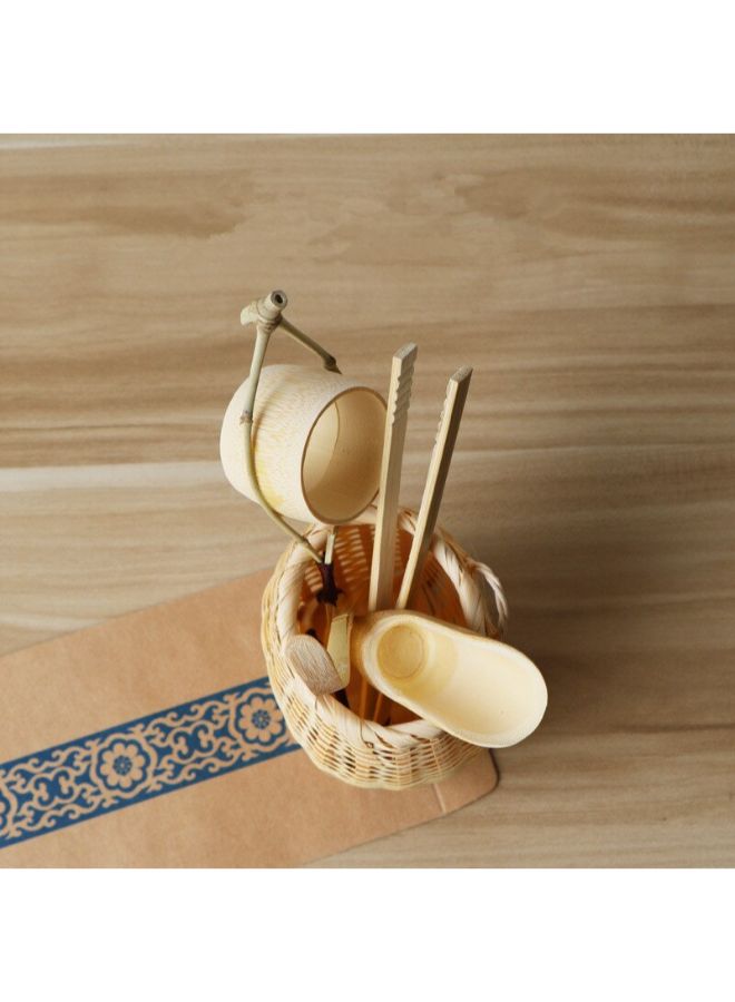 ماركة غير محددة - طقم أدوات شرب شاي كونج فو، خاص بالمناسبات والمراسم، مصنوع يدوياً من الخيزران، ومكون من 6 قطع بيج 18Ø³Ù†ØªÙŠÙ…ØªØ± - Image 1