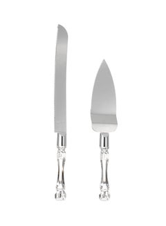 Generic 2-Piece Stainless Steel Wedding Cake Knife And Server Silver  - Image 1