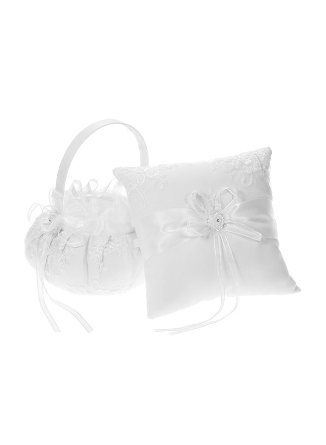 Generic 2-Piece Ring Bearer Pillow With Wedding Flower Basket - Image 1
