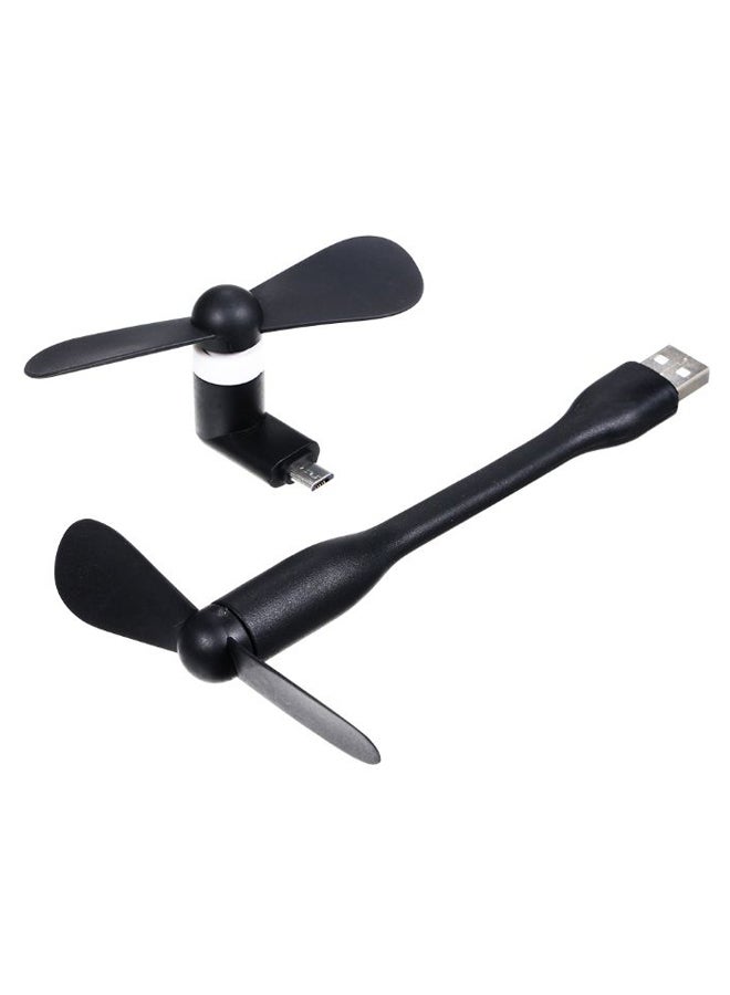 مروحة صغيرة محمولة بمنفذ USB من قطعتين أبيض/ أسود - Image 1