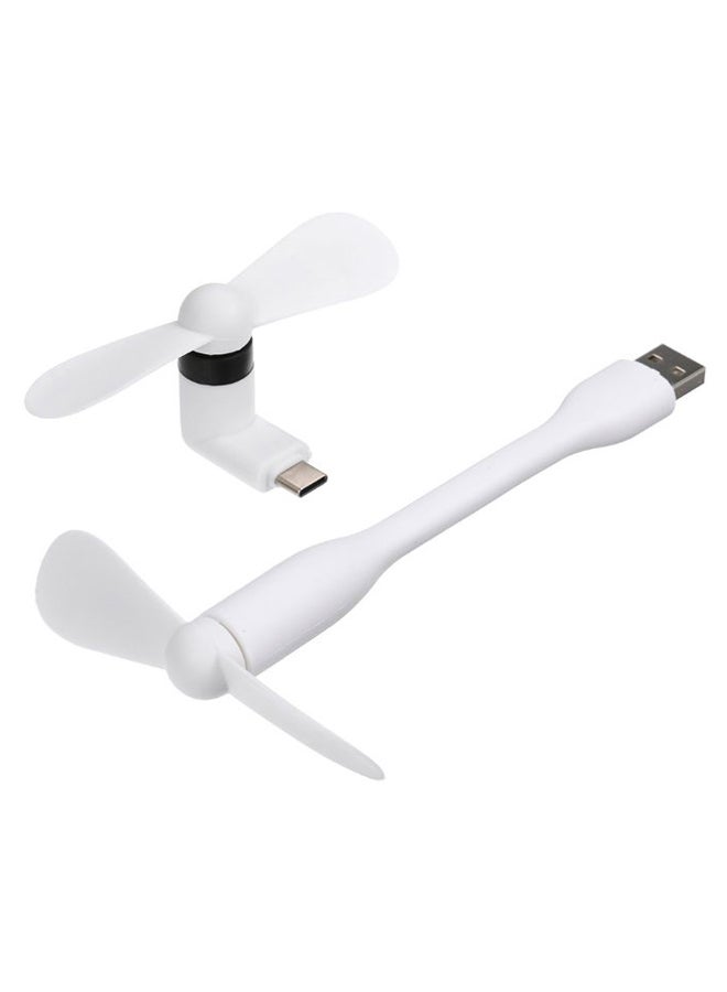 2-Piece Portable Mini USB Fan With White/Black - Image 1
