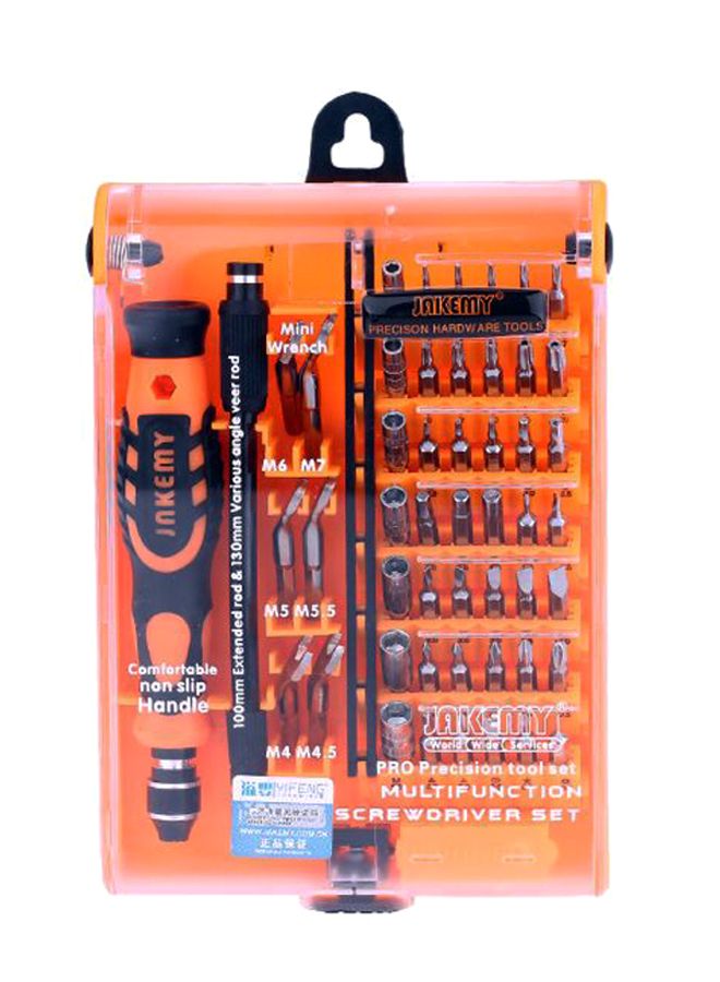 JAKEMY 52-Piece Multi-functional Screwdriver Set Black & Orange 19.5 x 3.2cm - Image 1