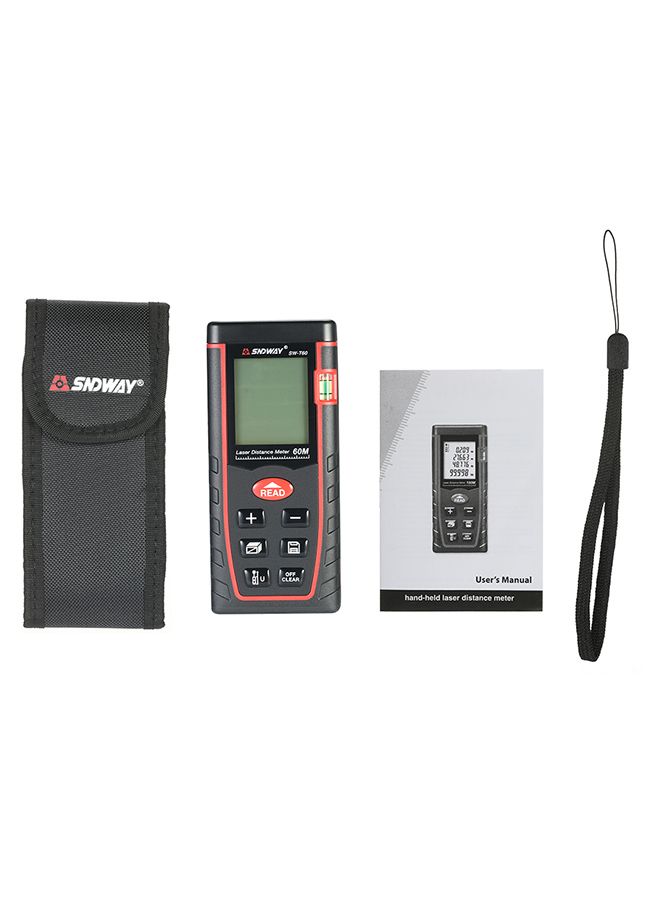 SNDWAY - Mini Handheld LCD Digital Laser Distance Meter Range Finder Distance Area Volume Measurement 30 Groups Data Storage Black 16 x 5centimeter - Image 1