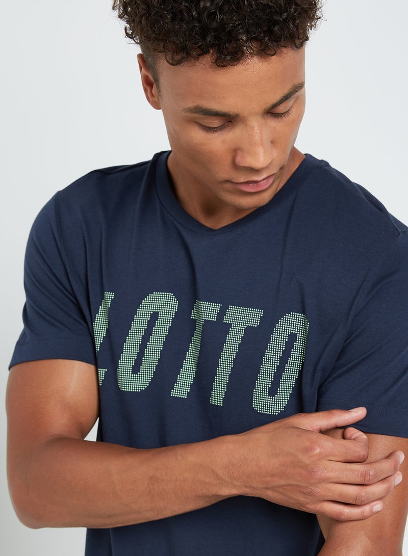 LOTTO L73 Logo Printed T-Shirt Blue  - Image 4