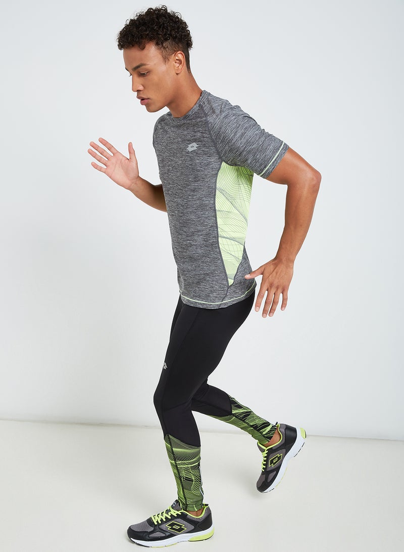 لوتو تيشيرت إكس رايد III بفتحة رقبة مستديرة رمادي/أصفر - Image 3