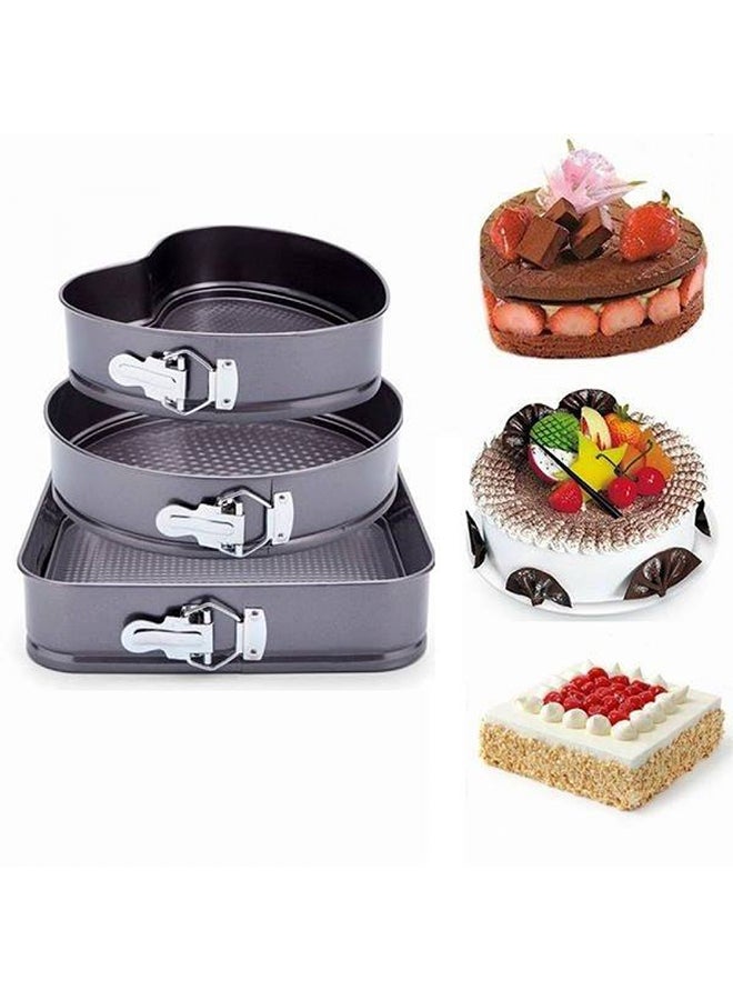 3-Piece Cake Mould Pan Set Black 20X26X27cm - Image 2