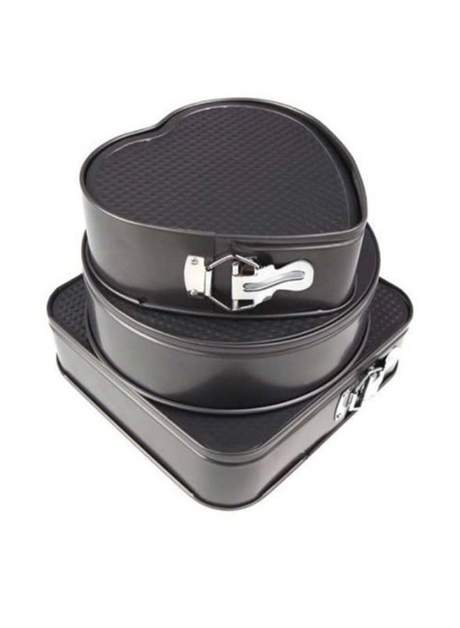 3-Piece Cake Mould Pan Set Black 20X26X27cm - Image 1