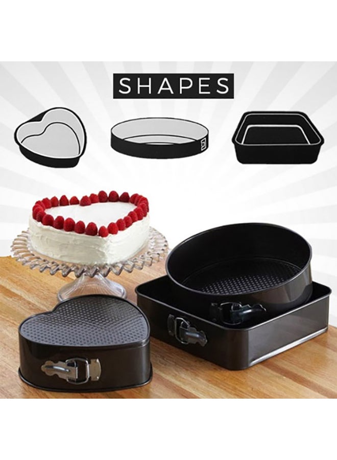 طقم قوالب كيك مكون من 3 قطع أسود 20X26X27سم - Image 3