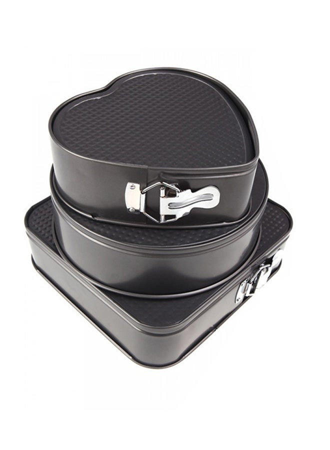 3-Piece Cake Mould Pan Set Black 20X26X27cm - Image 1