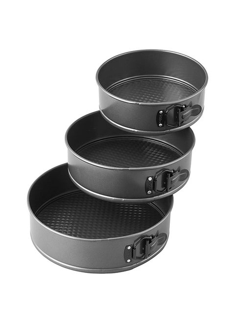 3-Piece Cake Mould Pan Set Black
