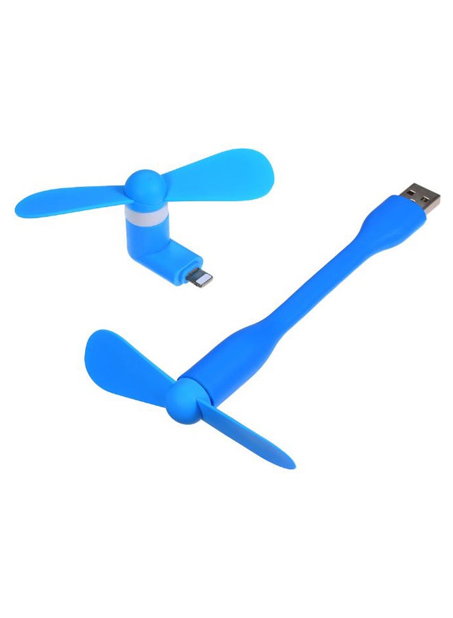 2-Piece Portable Mini USB Fan With Blue/White - Image 1