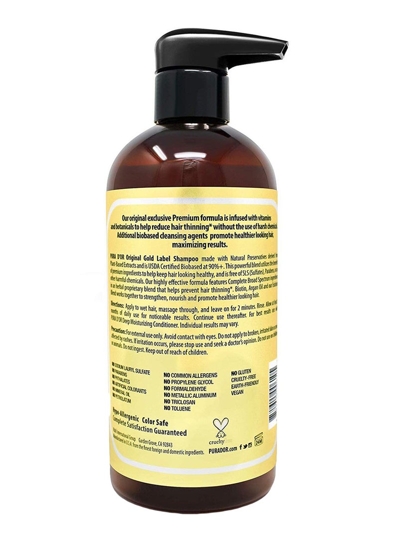 Pura d'or Original Gold Label Anti Hair Thinning Shampoo 473ml - Image 2