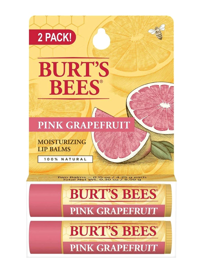 Burt's Bees Pack Of 2 Moisturizing Lip Balm Pink Grapefruit 2x4.25grams