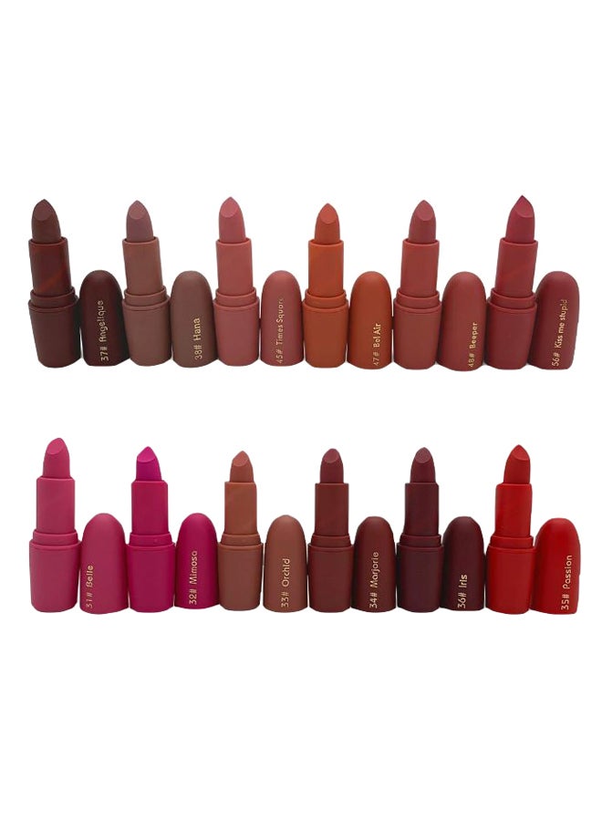 مس روز طقم أحمر شفاه غير لامع يدوم طويلاً مكون من 12 قطعة متعدد الألوان - Image 2