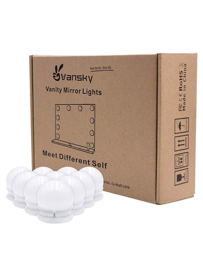 فانسكاي طقم مصابيح LED لمرآة المكياج مكون من 10 قطع . أبيض