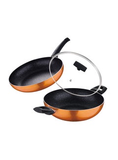 BERGNER 3-Piece Ultra Press Aluminium Non-Stick Induction Bottom Cookware Set Frypan 1x28, Kadai With Lid 1x28cm Coloured 28cm  - Image 2