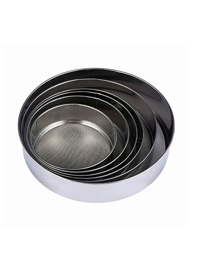 6-Piece Round Shaped Flour Strainer Silver - Image 1