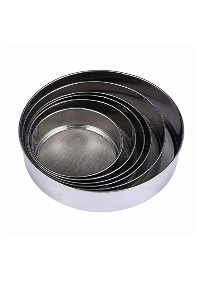 6-Piece Round Shaped Flour Strainer Silver - Image 1