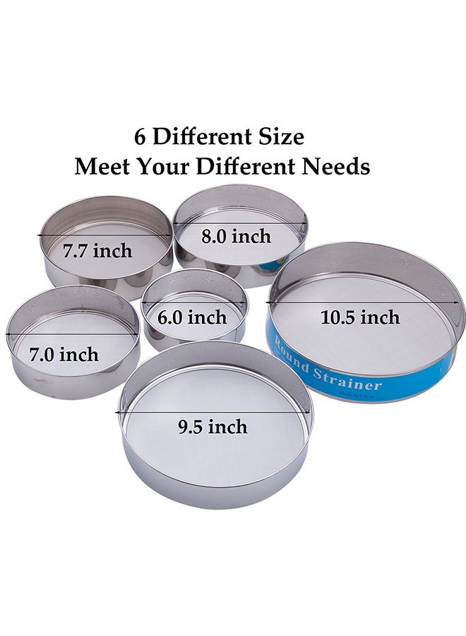 6-Piece Round Shaped Flour Strainer Silver - Image 3