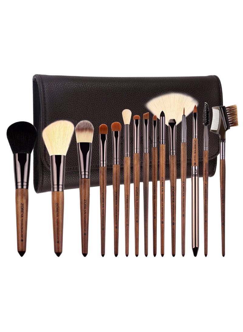 زوريا طقم فرش مستحضرات تجميل من 15 قطعة مع حقيبة متعدد الألوان - Image 1