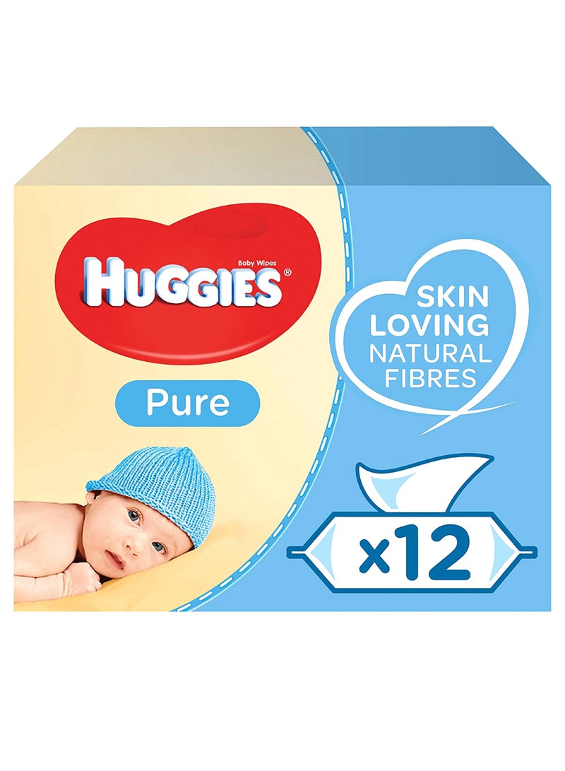 هجيز مناديل مبللة للأطفال، بيور، 12 قطعة في 56 منديل مبلل، 672 منديل مبلل