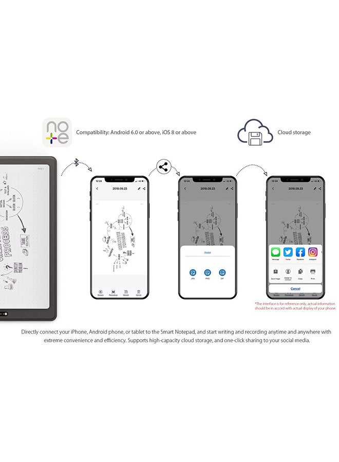 Note Plus Smart Writing Pad With Pen Grey