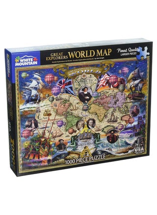 1000-Piece Great Explorers Of The World Map Puzzle set 24 X 30inch - v1583148109/N35193225A_1