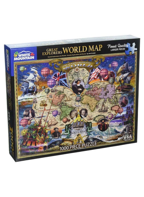 1000-Piece Great Explorers Of The World Map Puzzle set 24 X 30inch