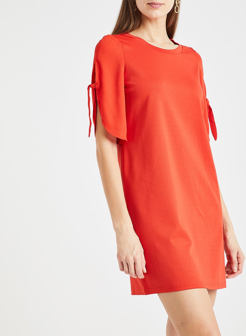 VERO MODA Round Neck Mini Dress Orange  - Image 1