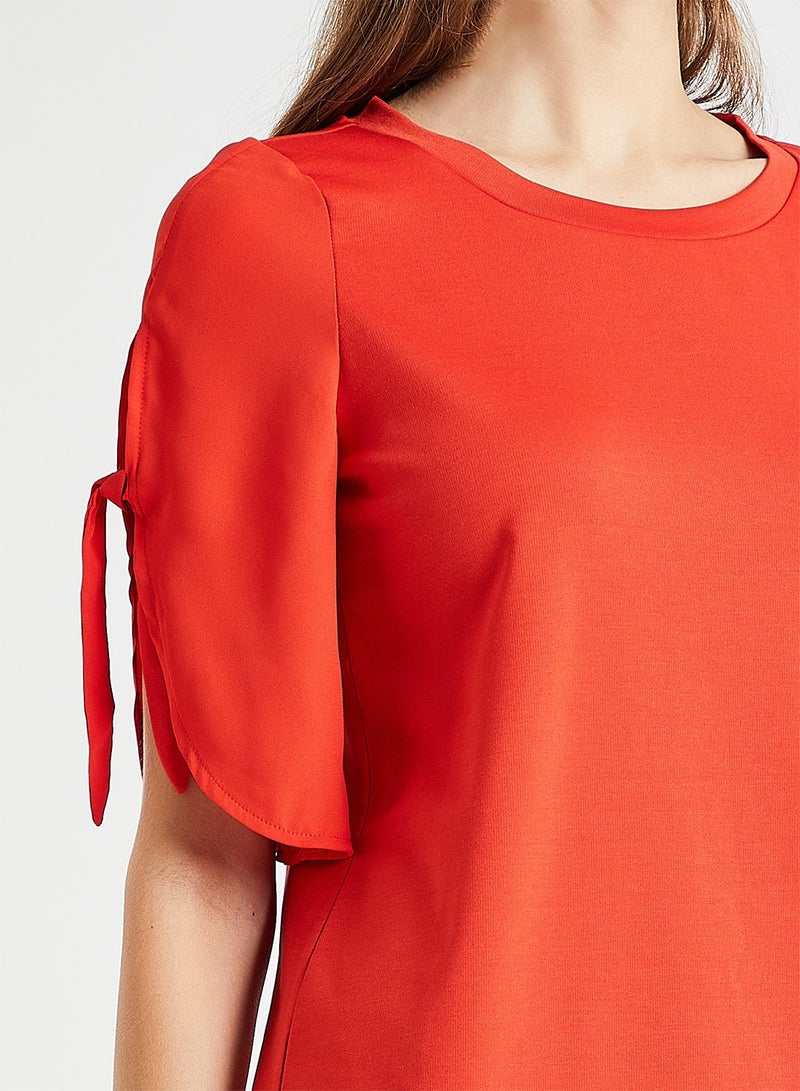 VERO MODA Round Neck Mini Dress Orange  - Image 4